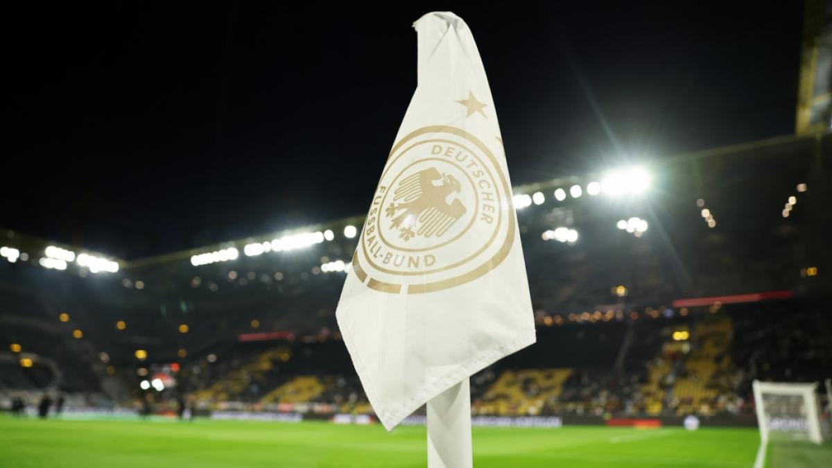 Nations League: Das Logo des Deutschen Fu&szlig;ball-Bundes (DFB) ist auf einer Eckfahne zu sehen (Symbolbild). (Foto)