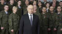 Wladimir Putin bei der Aufzeichnung seiner jährlichen im Fernsehen übertragenen Neujahrsbotschaft am Silvesterabend.