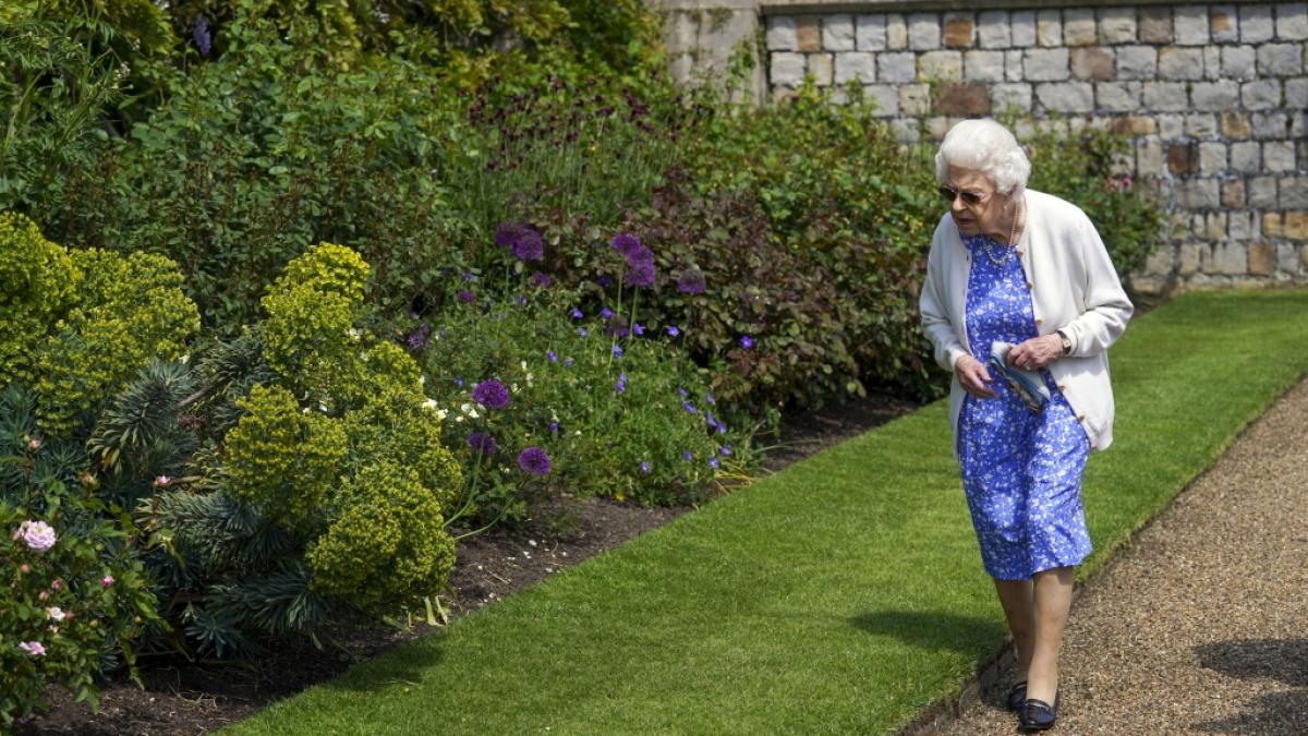 K&ouml;nigin Elizabeth II. betrachtet ein Beet in den G&auml;rten von Schloss Windsor. (Foto)