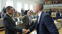 Ulrich Siegmund (r., AfD) und Thomas Schulze (l., BSW) wollen im Landtag von Sachsen-Anhalt gemeinsam gegen die Ukraine-Politik der Bundesregierung vorgehen.