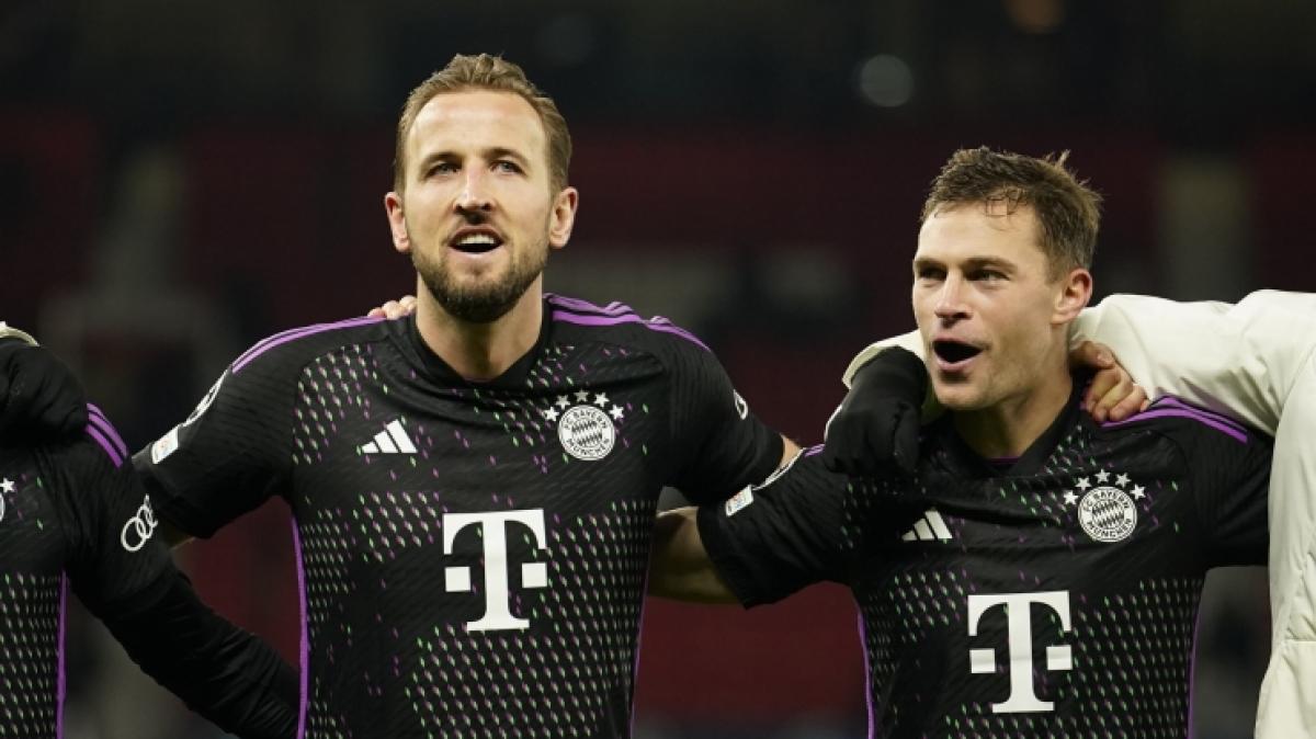 Auf wen treffen Harry Kane (links) und Joshua Kimmich vom FC Bayern M&uuml;nchen mit ihrer Mannschaft im Achtelfinale der Champions League 2023/24? (Foto)
