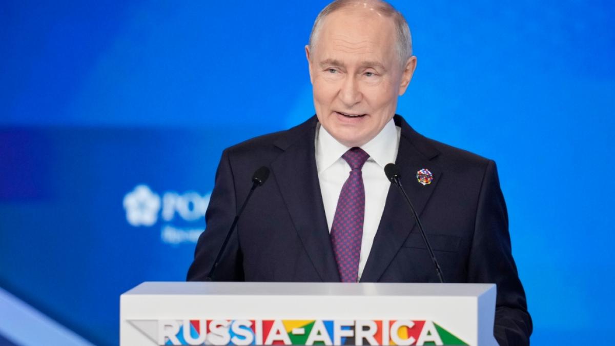 Ein neues Foto, das Wladimir Putin neben einem afrikanischen Staatschef zeigt, sorgt f&uuml;r Spott in den sozialen Medien. (Foto)