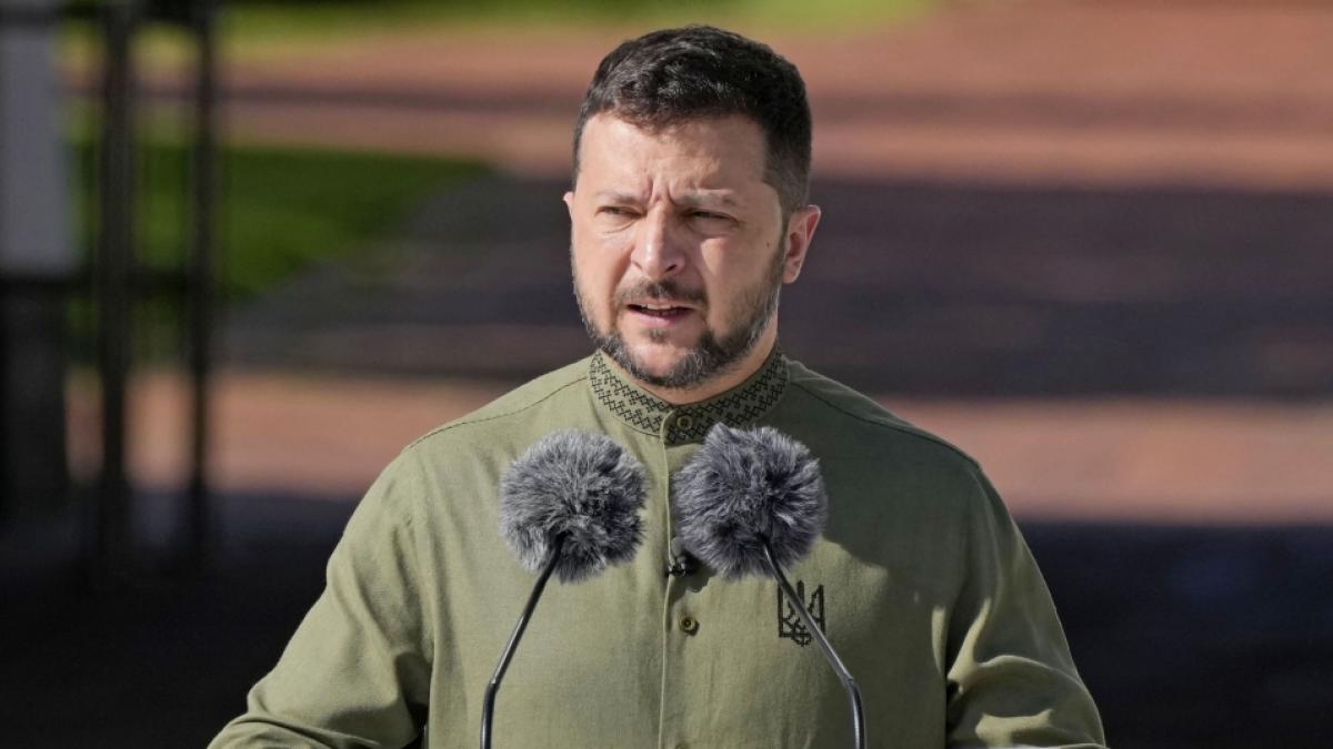 Wolodymyr Selenskyj, Pr&auml;sident der Ukraine, bei einer Rede. (Foto)