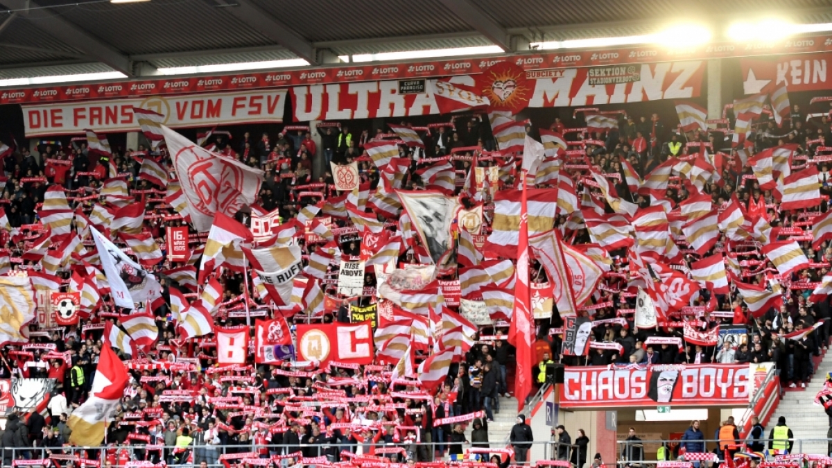 Fahnen und Ges&auml;nge unterst&uuml;tzen den FSV Mainz bei vielen Spielen. (Symbolbild) (Foto)
