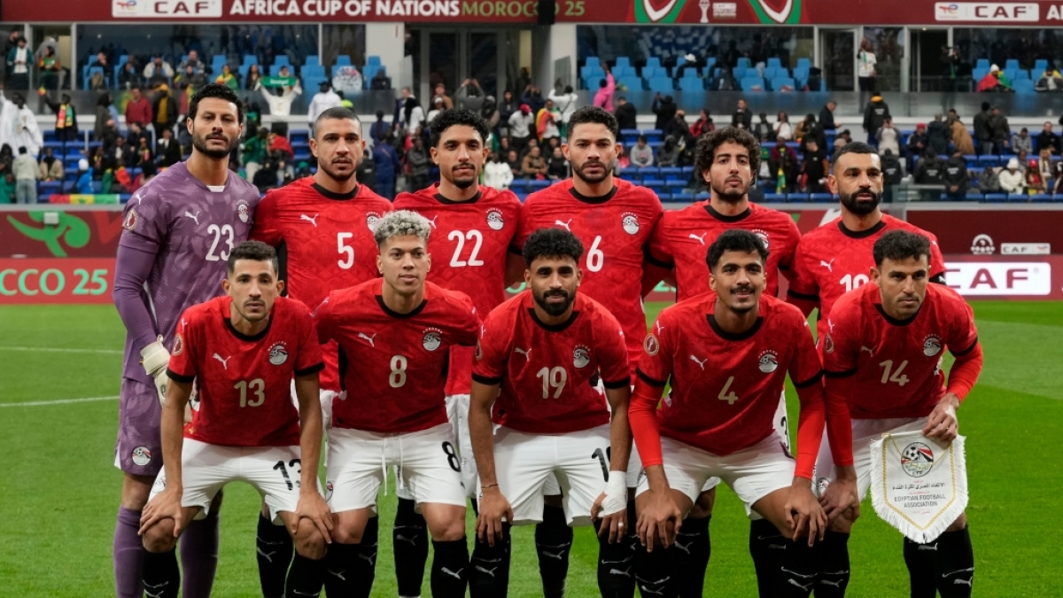 Fußball: Die ägyptische Mannschaft stellt sich vor dem Halbfinalspiel des Afrika-Cups zwischen Senegal und Ägypten für ein Mannschaftsfoto auf. Ägypten nimmt an der Fußball-WM 2026 teil, vom 14.01.2026. (Symbolbild) (Foto)