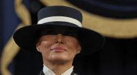Melania Trump zeigte sich bei der Amtseinführung ihres Mannes mit breitem Hut.