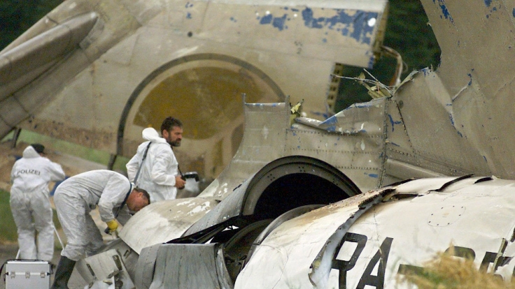 Die zerstörte Maschine der Flugzeugkollision bei Überlingen.