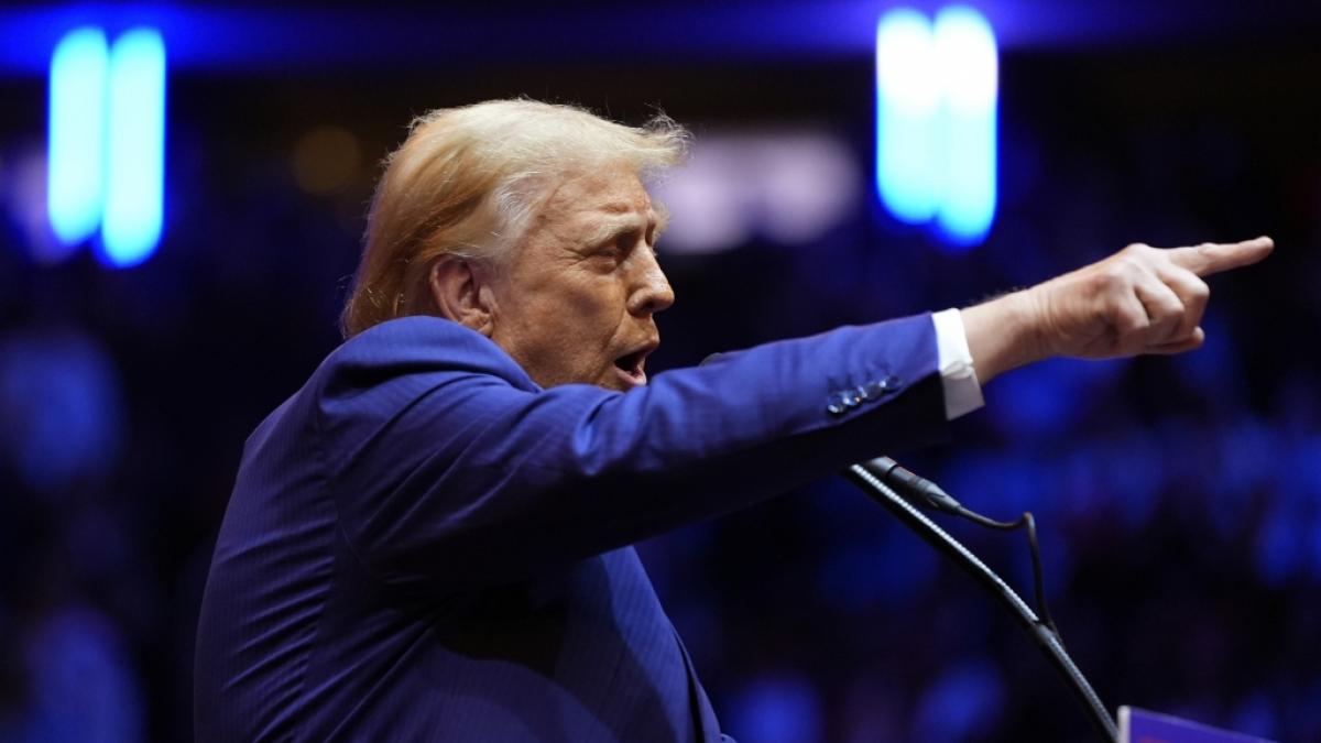 Donald Trump w&auml;hrend seiner Wahlkampfrede in New York. (Foto)