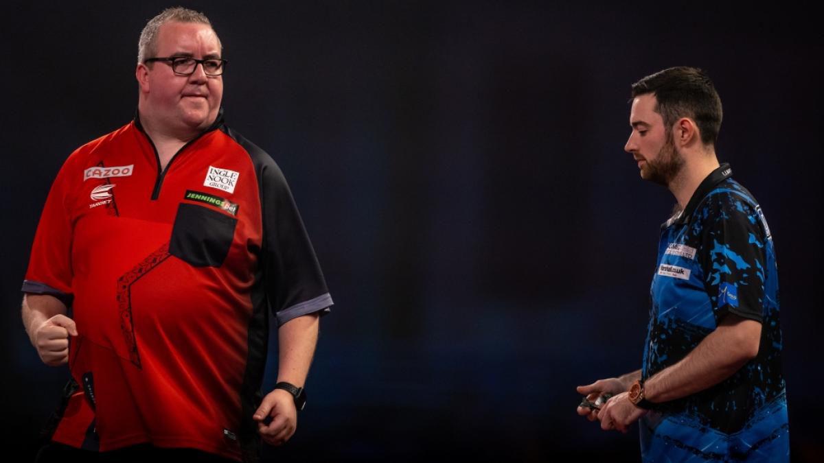 "The Bullet" stoppt "Cool Hand Luke": Das Duell zwischen Stephen Bunting (li.) und Luke Humphries endete 4:1. (Foto)