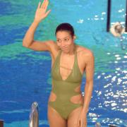 Annabelle Mandeng beim TV Total-Turmspringen 2013.