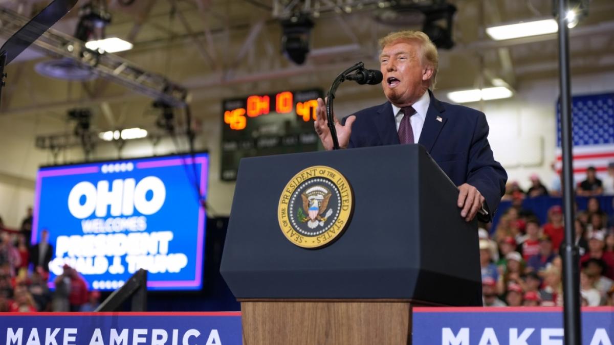 In Ohio verteidigte US-Pr&auml;sident Donald Trump den umstrittenen republikanischen Gouverneurskandidaten&nbsp;Vivek Ramaswamy. (Foto)