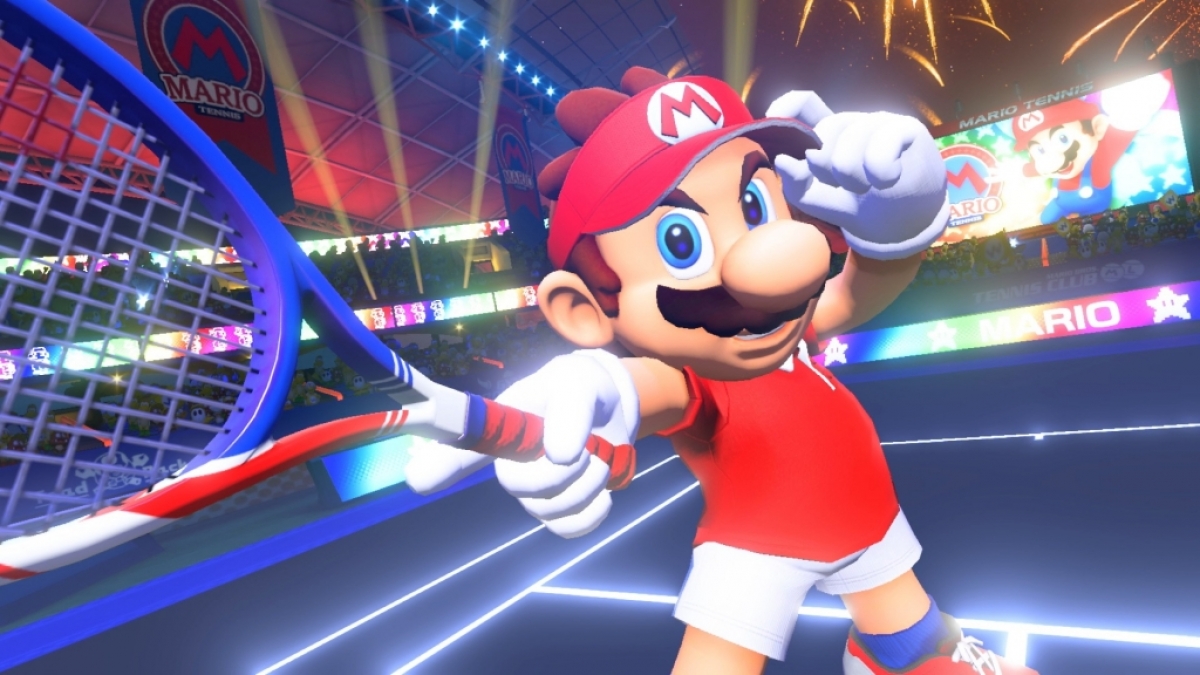 Super Mario spielt gegen Rafael Nadal Tennis. (Foto)