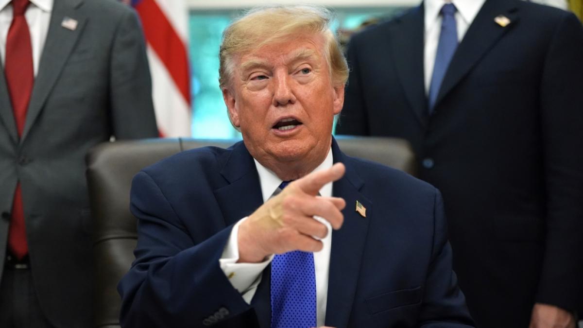 Donald Trump schien im Oval Office erneut bei einem Presstermin fast einzuschlafen. (Foto)