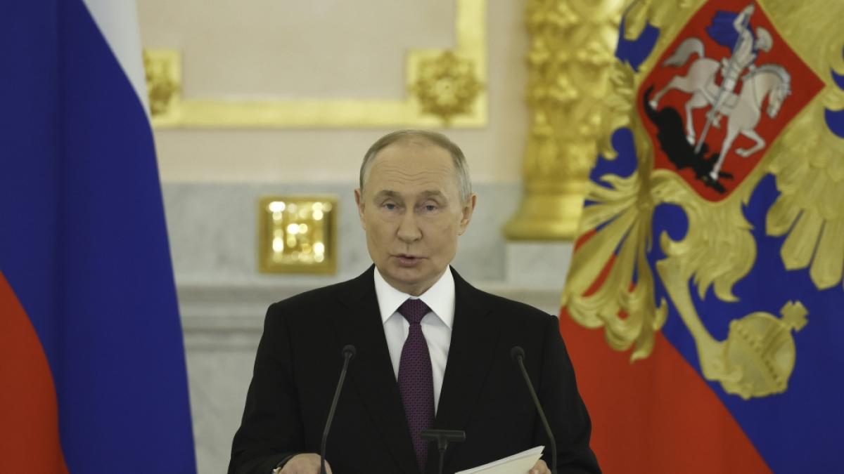 Wladimir Putin w&auml;hrend seiner Rede in Moskau. (Foto)