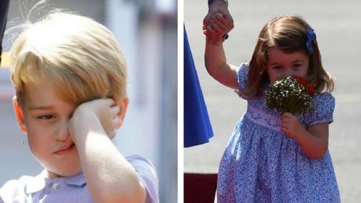 Prinz George und Prinzessin Charlotte bei der Ankunft in Berlin.