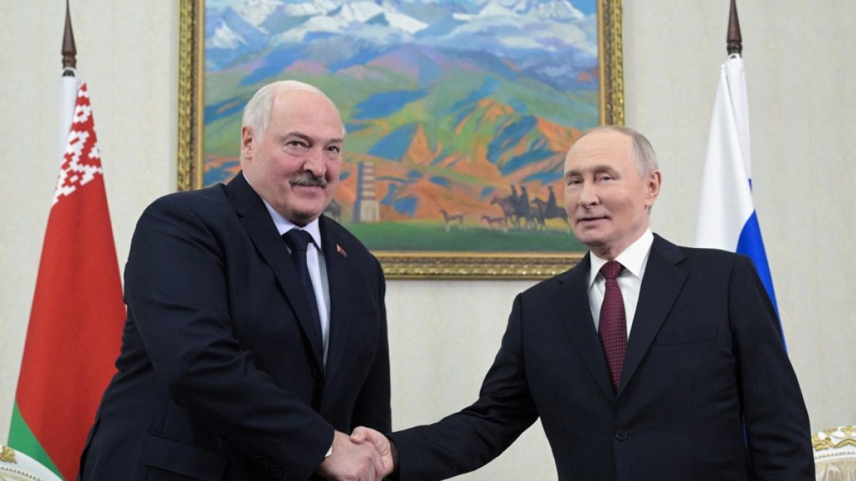Bei seinem Zusammentreffen mit Belarus-Pr&auml;sident Lukaschenko sch&uuml;rte Wladimir Putin erneut wilde Ger&uuml;chte um seinen Gesundheitszustand. (Foto)