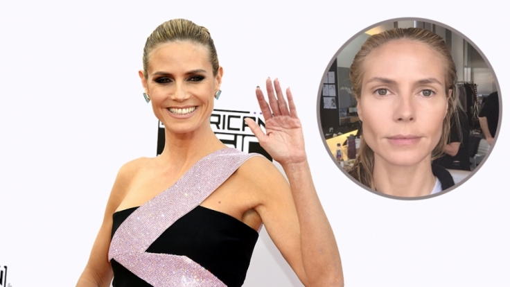 Heidi Klum mal mit und mal ohne Make-up.