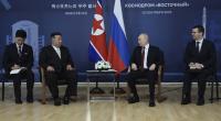 Bei seinem Treffen mit Kim Jong-un (2.v.l.) legte Wladimir Putin (2.v.r.) einen erneuten Zitter-Auftritt hin.