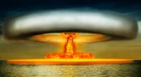 Die Illustration soll die Explosion einer Atombombe im Meer zeigen. Die Realität sah 1958 jedoch anders aus.