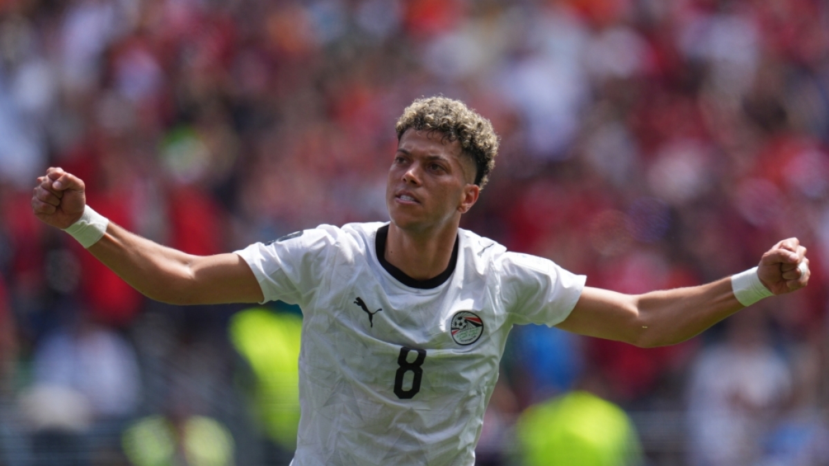 Fu&szlig;ball, M&auml;nner, WM 2026, Belgien - &Auml;gypten, Vorrunde, Gruppe G, 1. Spieltag, Seattle-Stadion. Der &Auml;gypter Emam Ashour jubelt nach seinem Tor zum 0:1, vom 15.06.2026. (Symbolbild) (Foto)