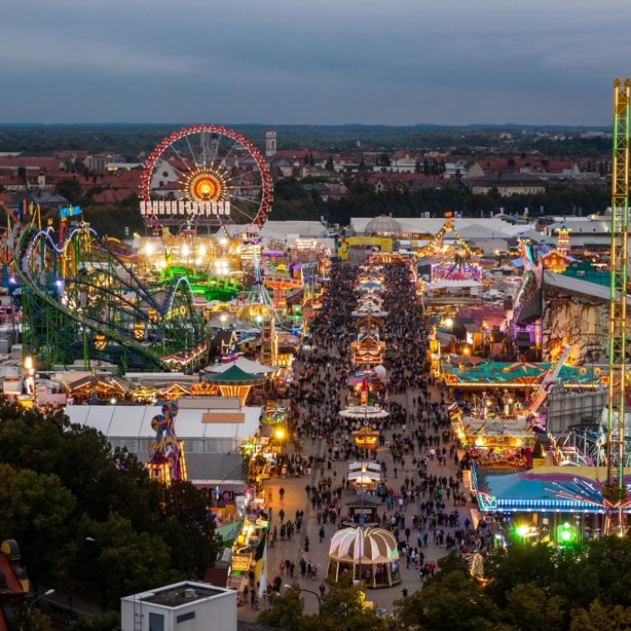 Blick auf das Oktoberfest in München.