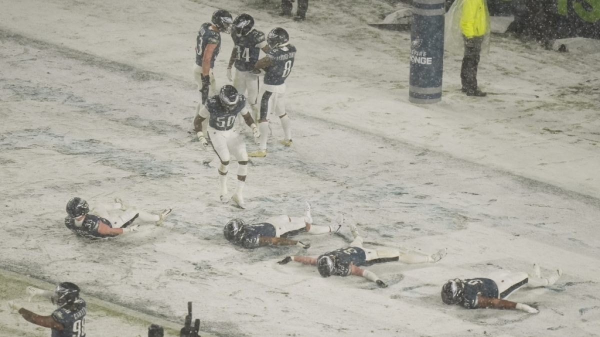 Schneeengel in der Endzone von den Philadelphia Eagles (Foto)