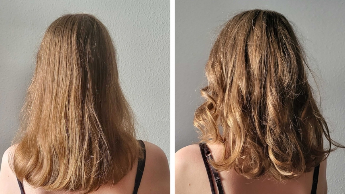 So hat der Lockenaufsatz des "My Beauty Stylers" im ersten Versuch ohne weitere Stylingprodukte abgeschnitten. (Foto)