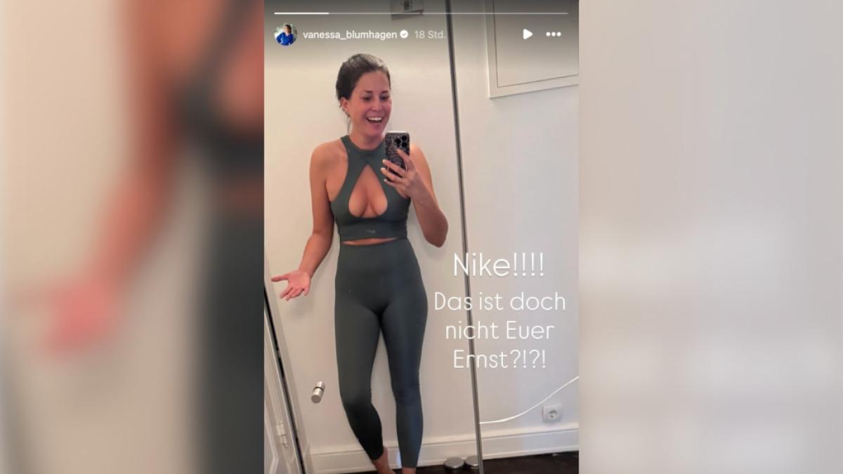 &Uuml;ber dieses Sport-Set kann Vanessa Blumhagen nur lachen. (Foto)