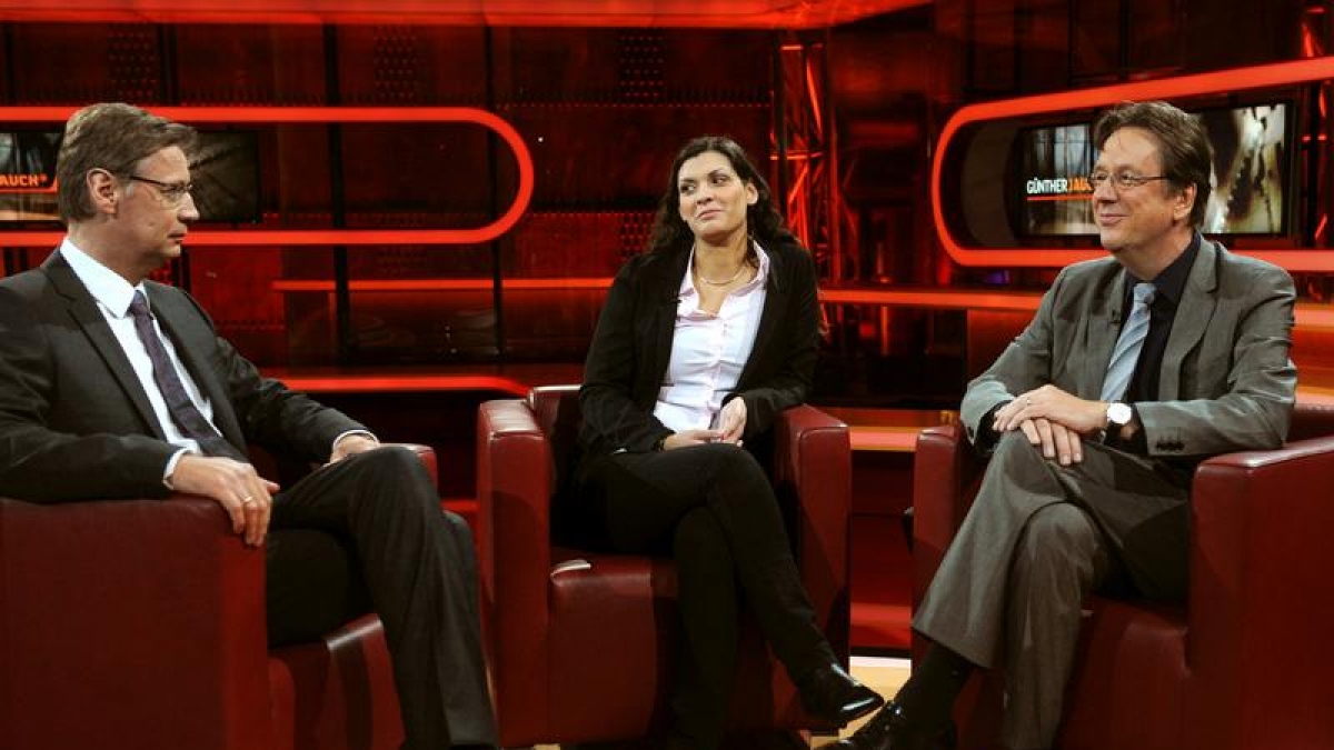 J&ouml;rg Kachelmann (rechts) und seine Ehefrau Miriam in der Talkshow von G&uuml;nther Jauch. (Foto)