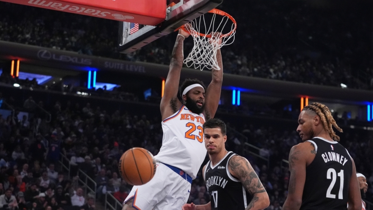 Mitchell Robinson von den New York Knicks erzielt einen Korb gegen die Brooklyn Nets, am 21.01.2026. (Symbolbild) (Foto)