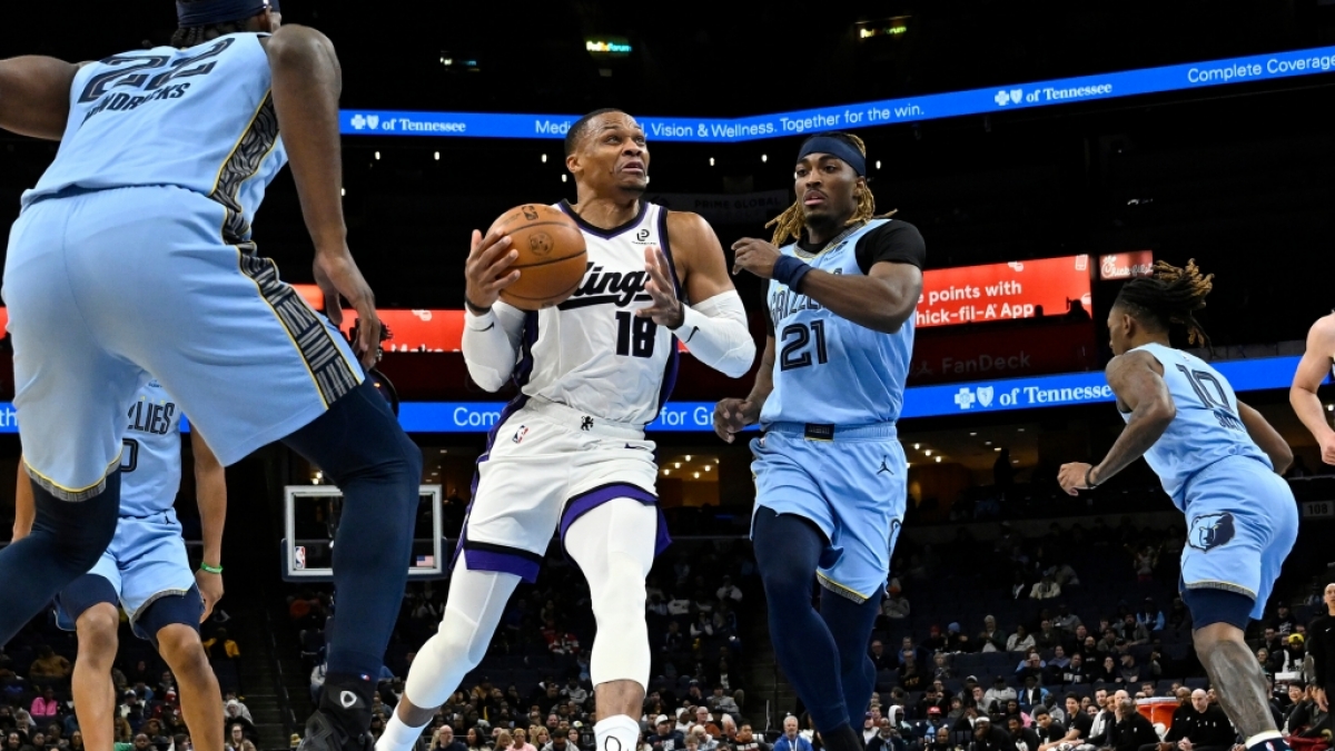 Russell Westbrook von den Sacramento Kings zieht zum Korb gegen Jahmai Mashack von den Memphis Grizzlies, am 23.02.2026. (Symbolbild) (Foto)