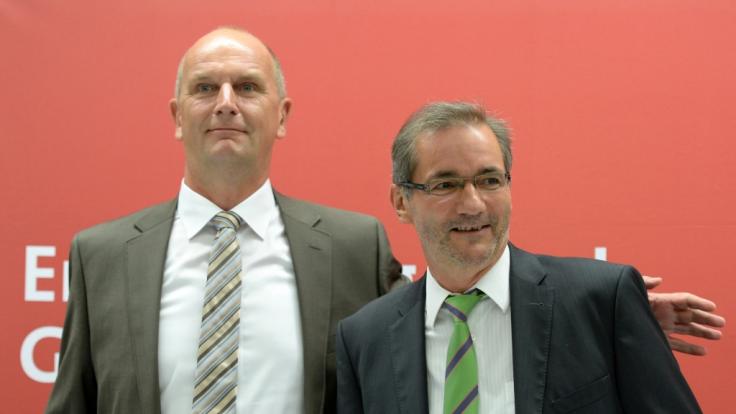 Dietmar Woidtke (links) mit seinem Vorgänger Matthias Platzeck (rechts) über die Koalition in Brandenburg.