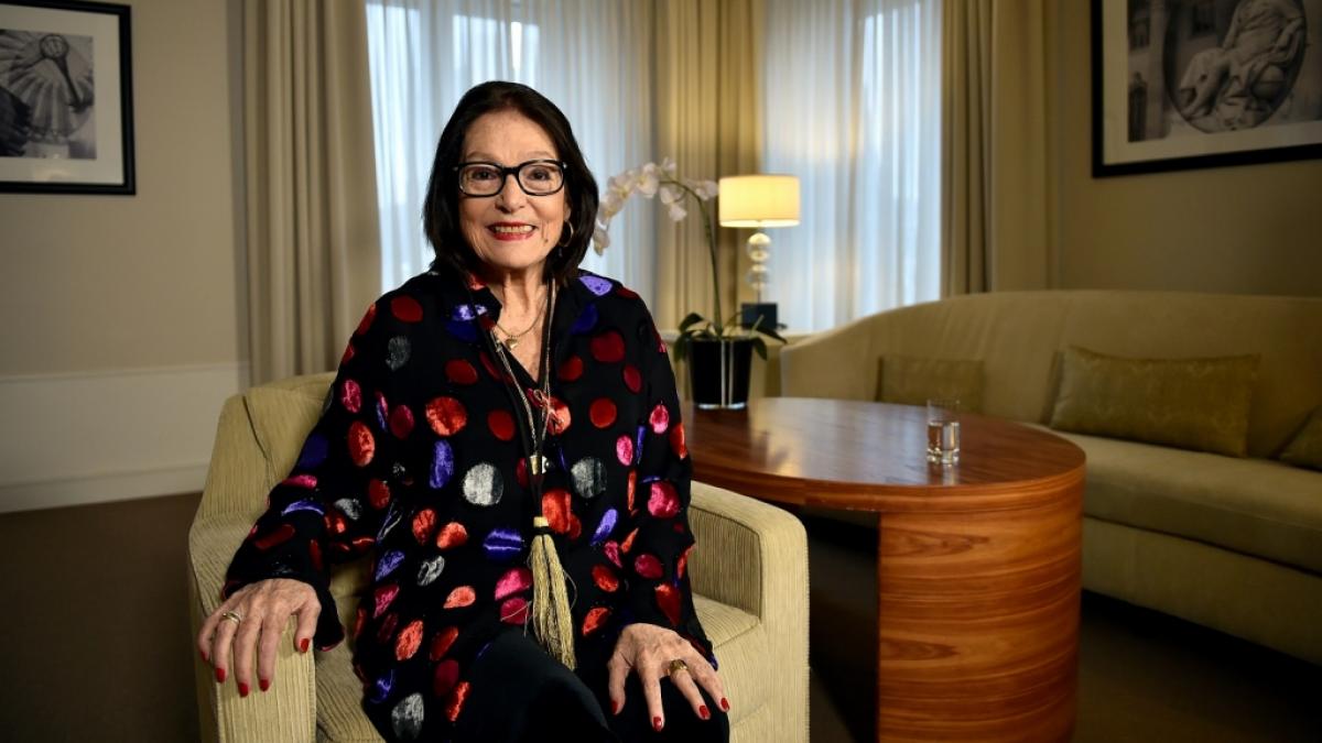 Nana Mouskouri w&auml;hrend eines Interviews 2018 in Berlin. (Foto)