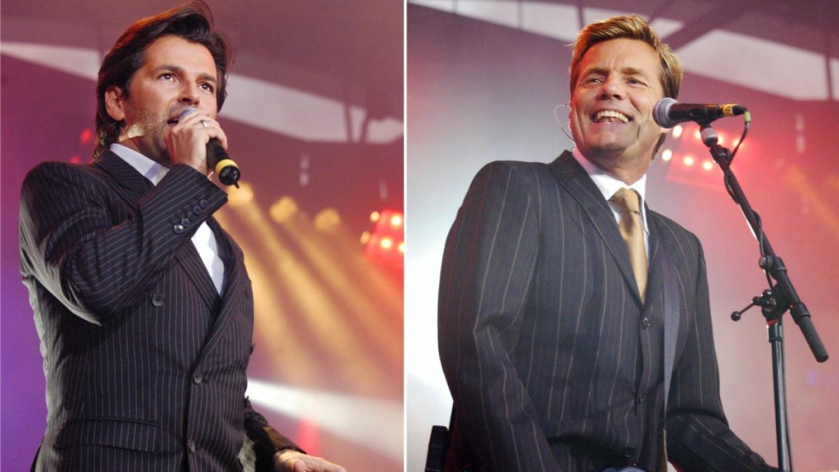 Bilder aus gemeinsamen Zeiten: Mit ihrer Band Modern Talking feierten Thomas Anders (l.) und Dieter Bohlen gro&szlig;e Erfolge. Jetzt legen sich die beiden schon wieder miteinander an. (Foto)