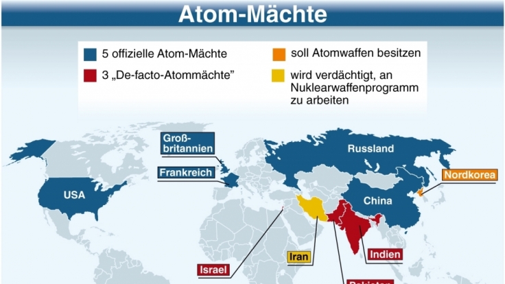 Zu den Unterzeichnern des Atomwaffensperrprogramms zählen neben den USA Russland, Frankreich, China und Großbritannien.