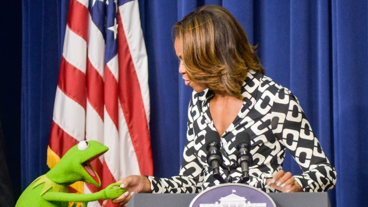 Kermit traf die First Lady, Michelle Obama. Für Miss Piggy war dies kein Grund, eifersüchtig zu werden.