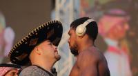 Anthony Joshua und Andy Ruiz beim klassischen Stare Down 
