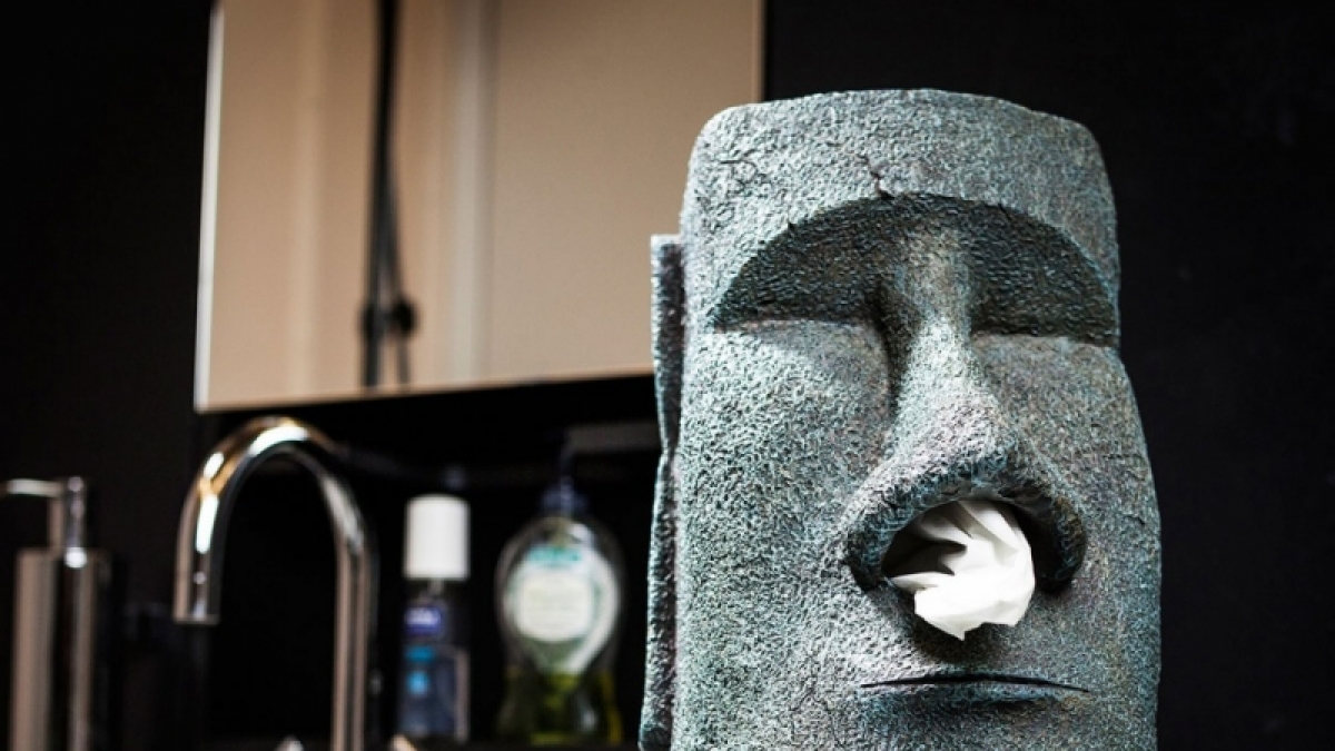 Stilvoller Blickfang: Der Gro&szlig;e Moai Taschentuchhalter. (Foto)