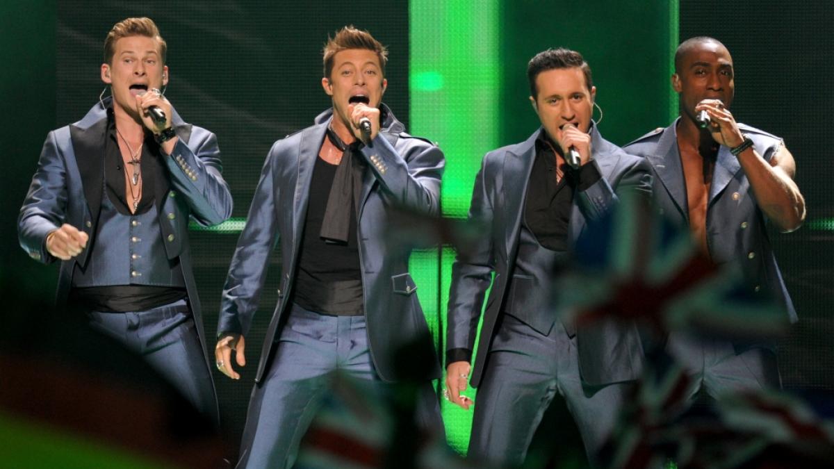 Die britische Band Blue bei ihrem Auftritt beim Eurovision Song Contest 2011. (Foto)
