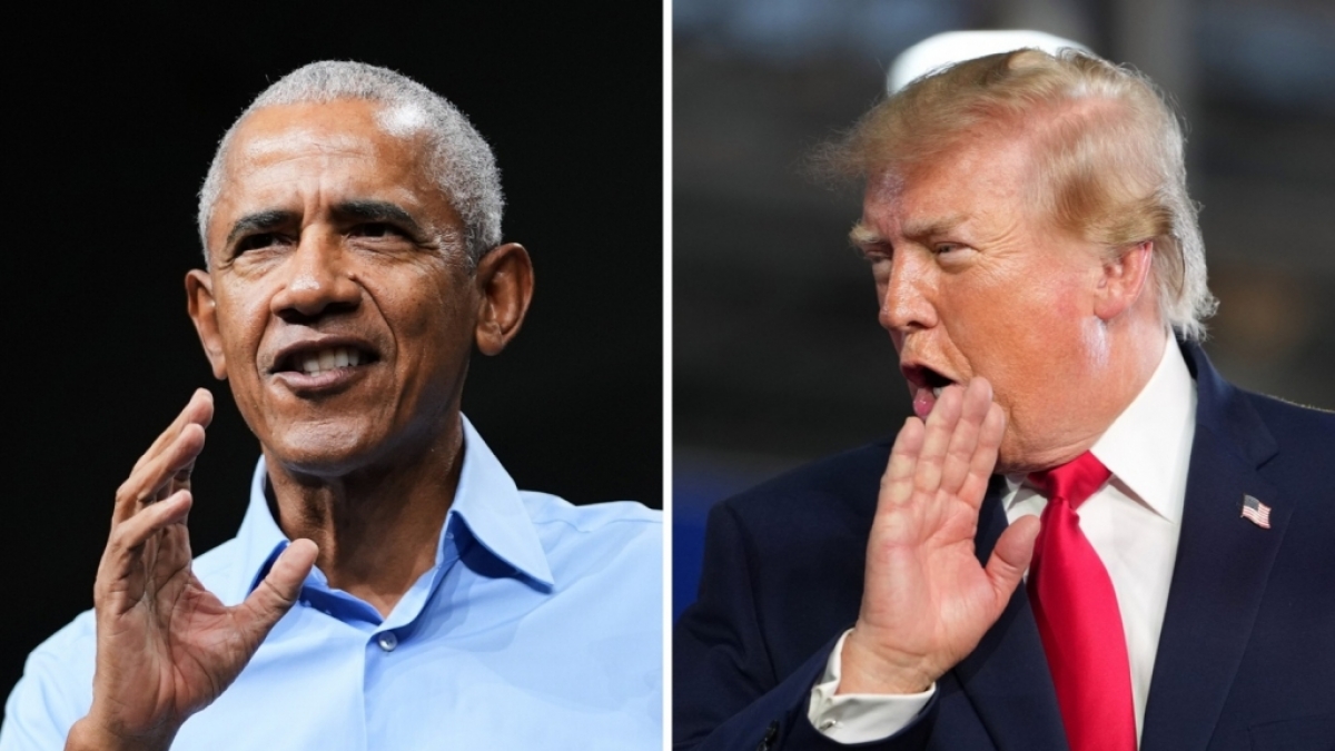 Barack Obama verh&ouml;hnt Donald Trump. (Foto)