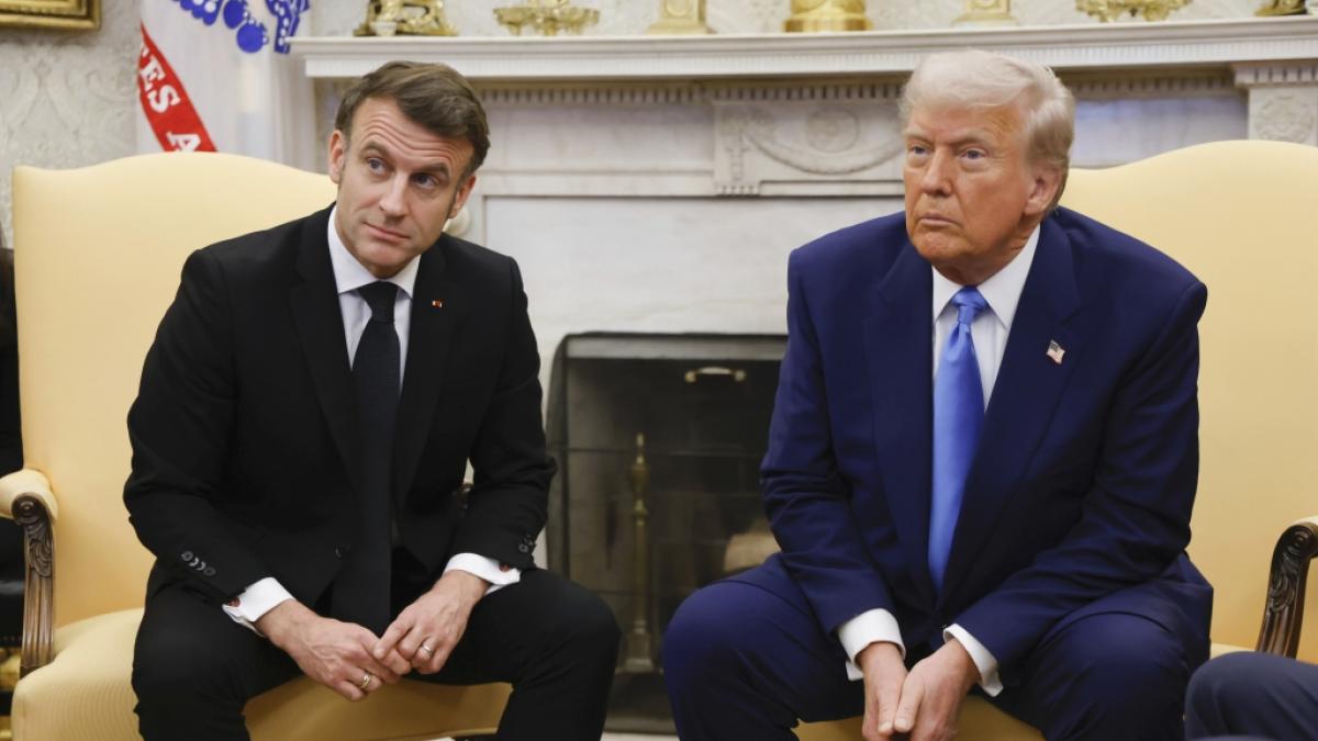 Frankreichs Pr&auml;sident Emmanuel Macron sprach mit US-Pr&auml;sident Donald Trump &uuml;ber den Ukraine-Krieg. (Foto)