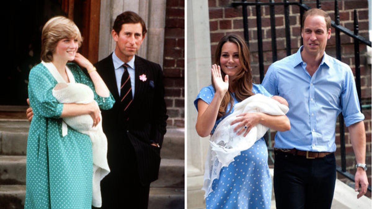 Als frischgebackene M&uuml;tter setzten sowohl Prinzessin Diana als auch Herzogin Kate auf ein fast identisches Outfit. (Foto)