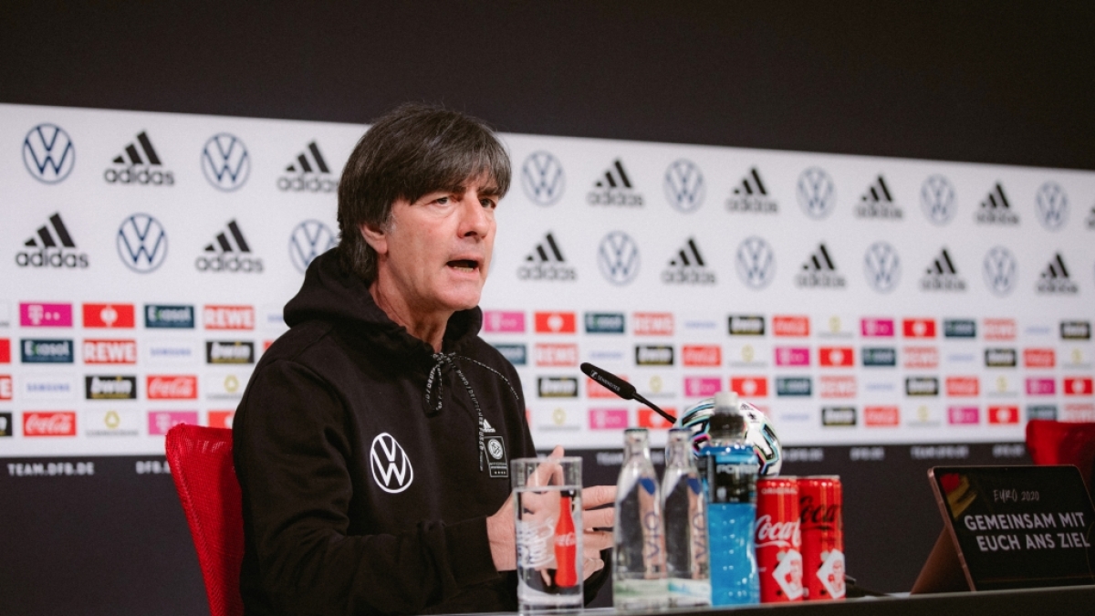Jogi L&ouml;w w&auml;hrend einer DFB-Pressekonferenz zur EM 2021. (Foto)