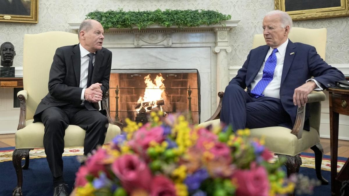 Kanzler Olaf Scholz und US-Pr&auml;sident Joe Biden bei ihrem Treffen im Wei&szlig;en Haus. (Foto)