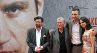 Der Klitschko-Clan (von links): Regisseur Sebastian Dehnhardt, Trainer Fritz Sdunek, Vitali Klitschko und seine Frau Natalia
