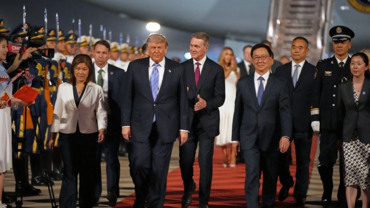 Donald Trump erwartete nach der Landung in Beijing eine Begr&uuml;&szlig;ungszeremonie. (Foto)