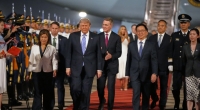 Donald Trump erwartete nach der Landung in Beijing eine Begrüßungszeremonie.