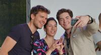 Die Schauspieler Constantin Lücke (l-r), Samantha Viana und Frederic Böhle aus der TV-Serie 