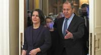 Sergei Lawrow, Außenminister von Russland, empfängt Annalena Baerbock, Bundesaußenministerin von Deutschland, zu Gesprächen in Russland.