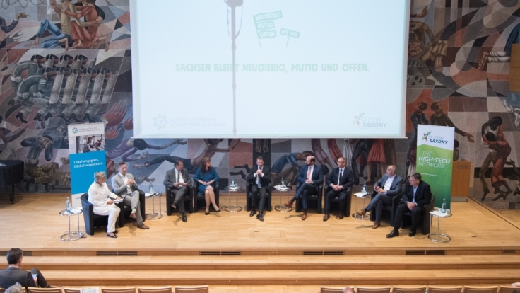 Diskussionsrunde zwischen den Spitzenkandidaten der Landtagswahl in Sachsen.